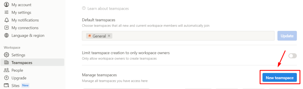 Create a new Teamspace Home