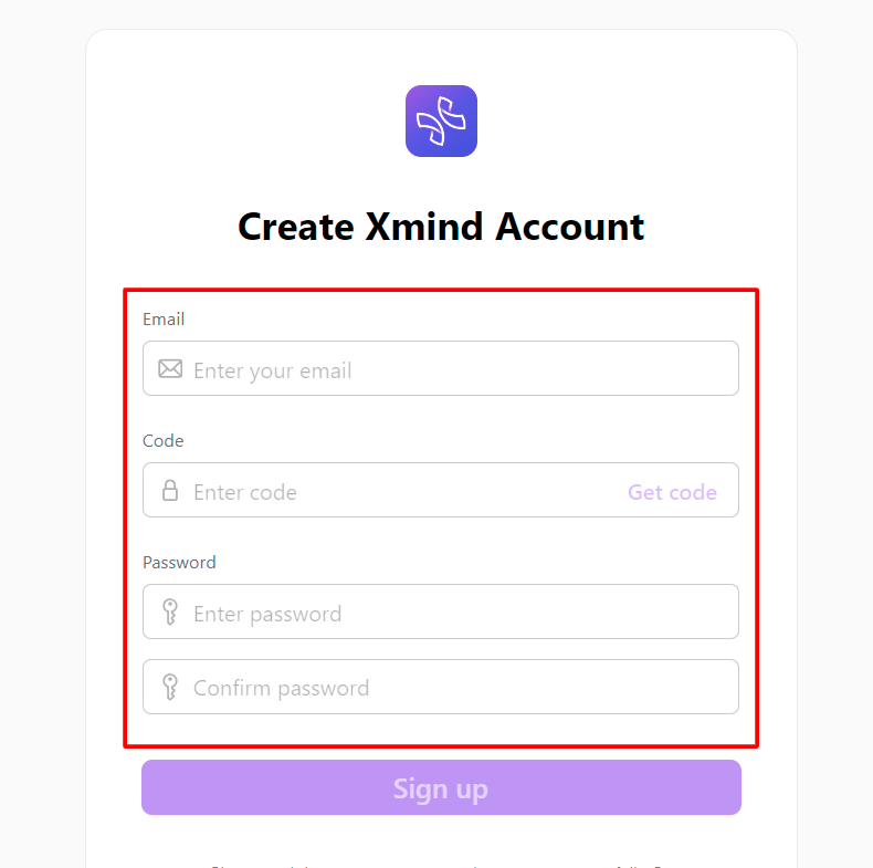 Step 1 - Sign up for a new Xmind Online account